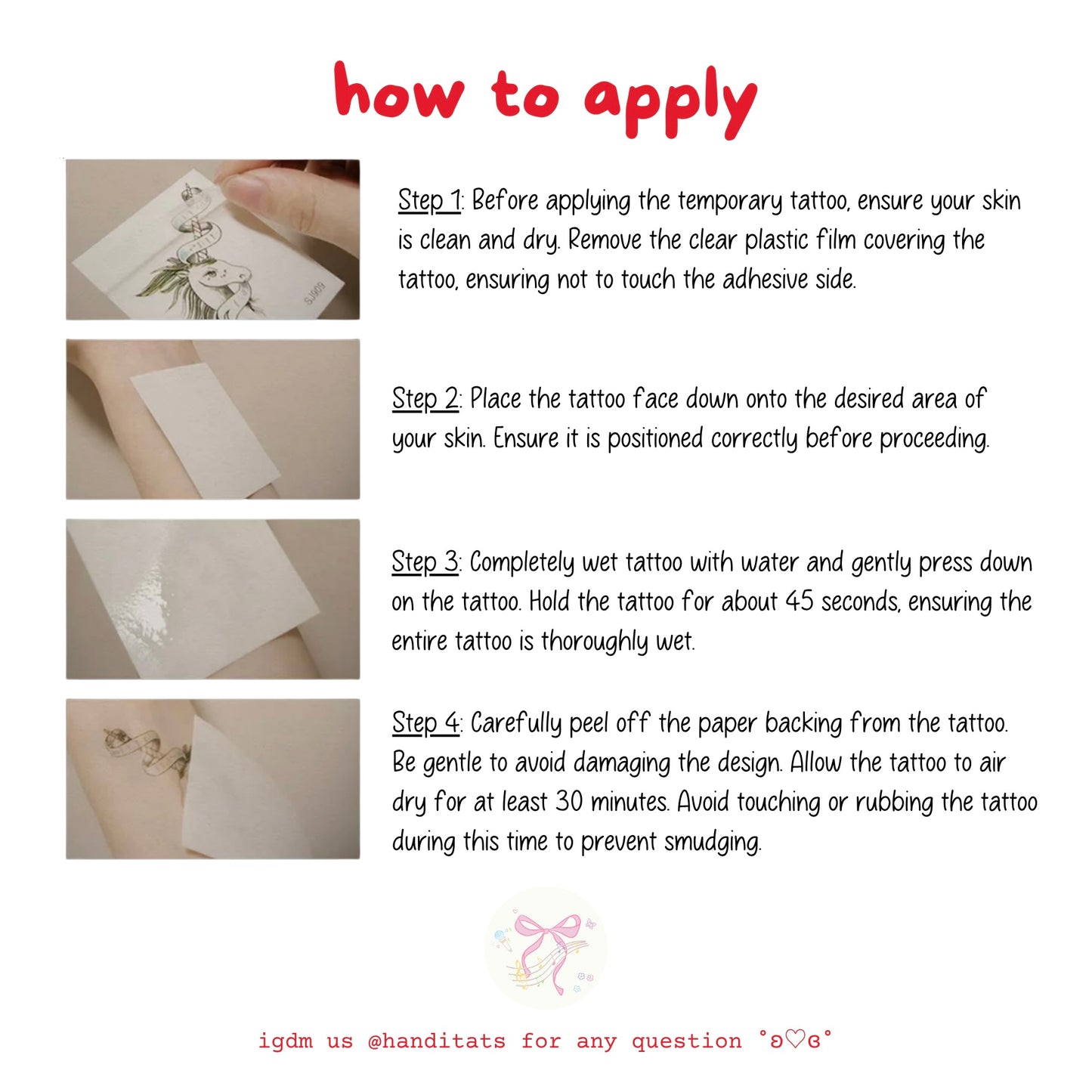 handitats temporary tattoo stickers instructions