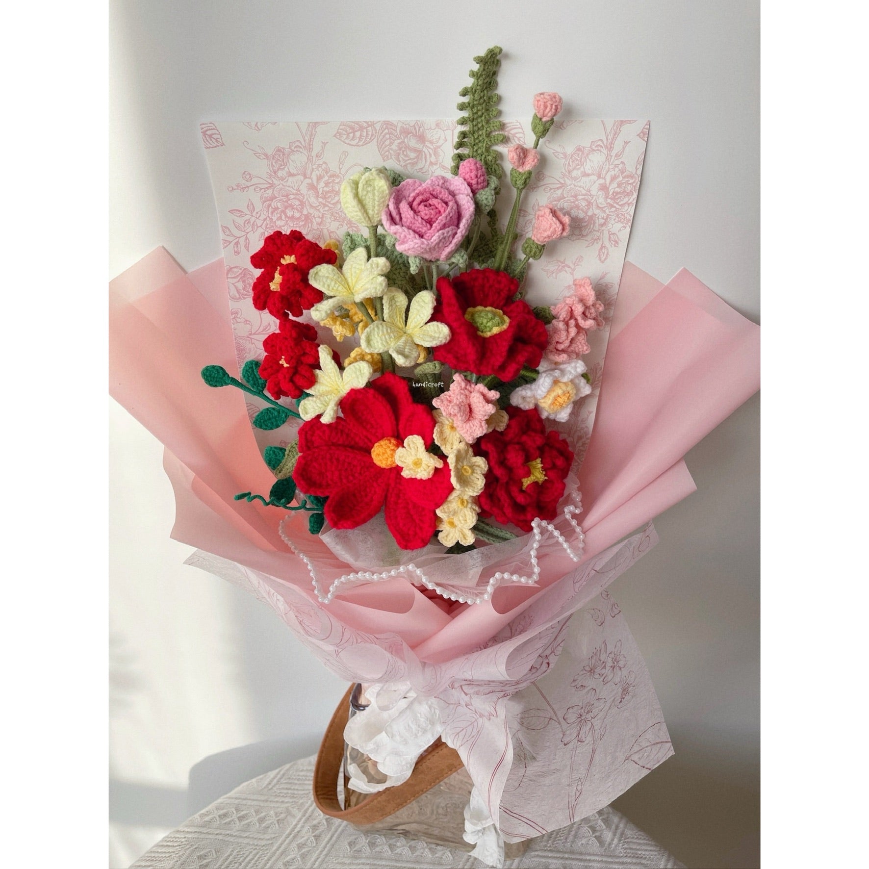 singapore handicroft crochet flower bouquet vase arrangement vase of cherry