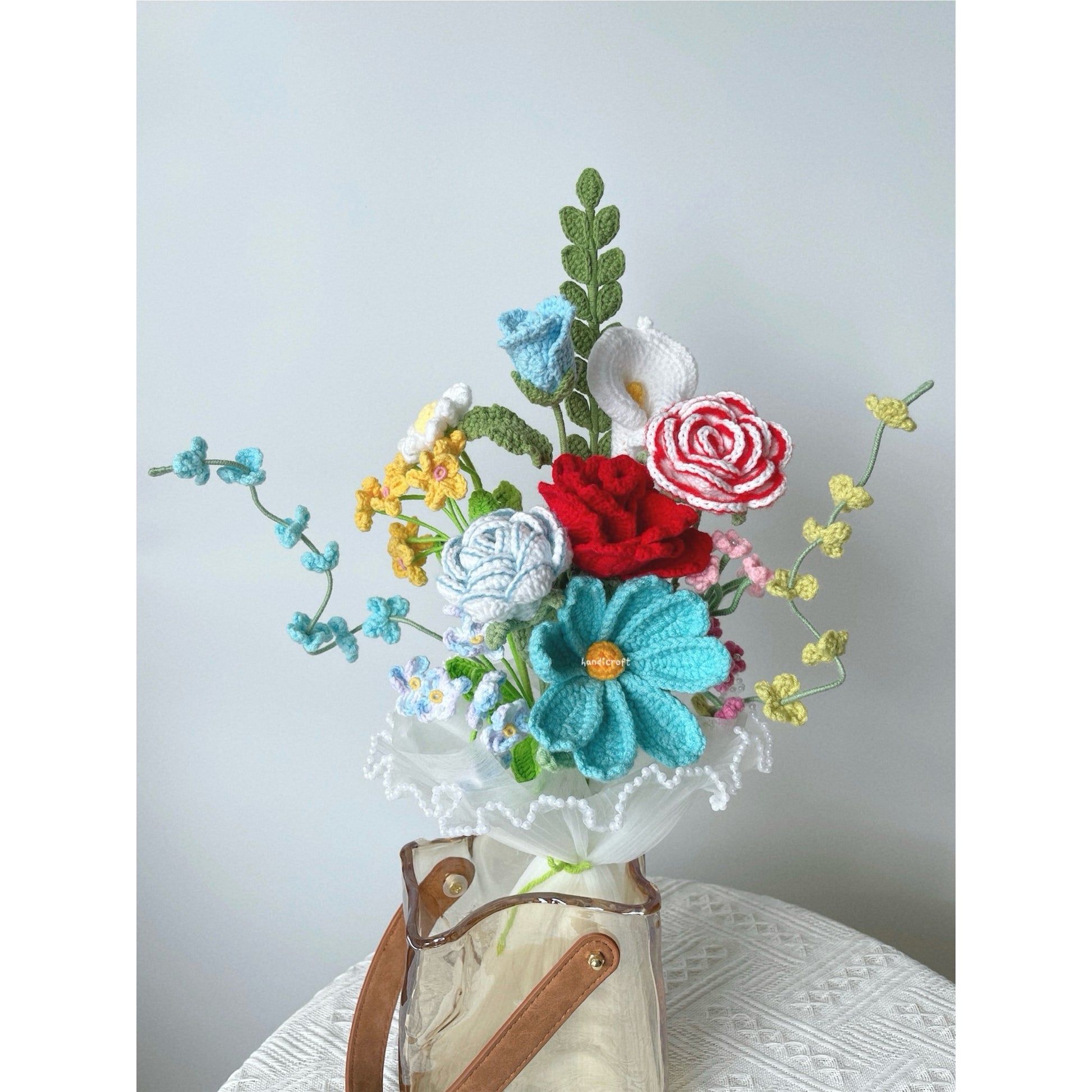singapore handicroft crochet flower bouquet vase arrangement vase of sky