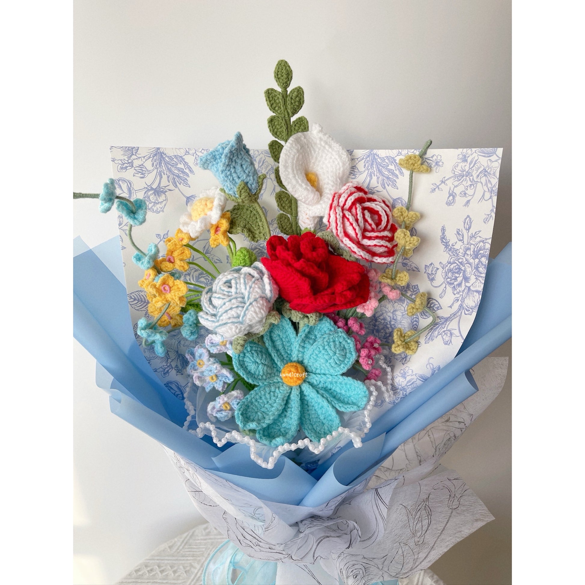 singapore handicroft crochet flower bouquet vase arrangement vase of sky