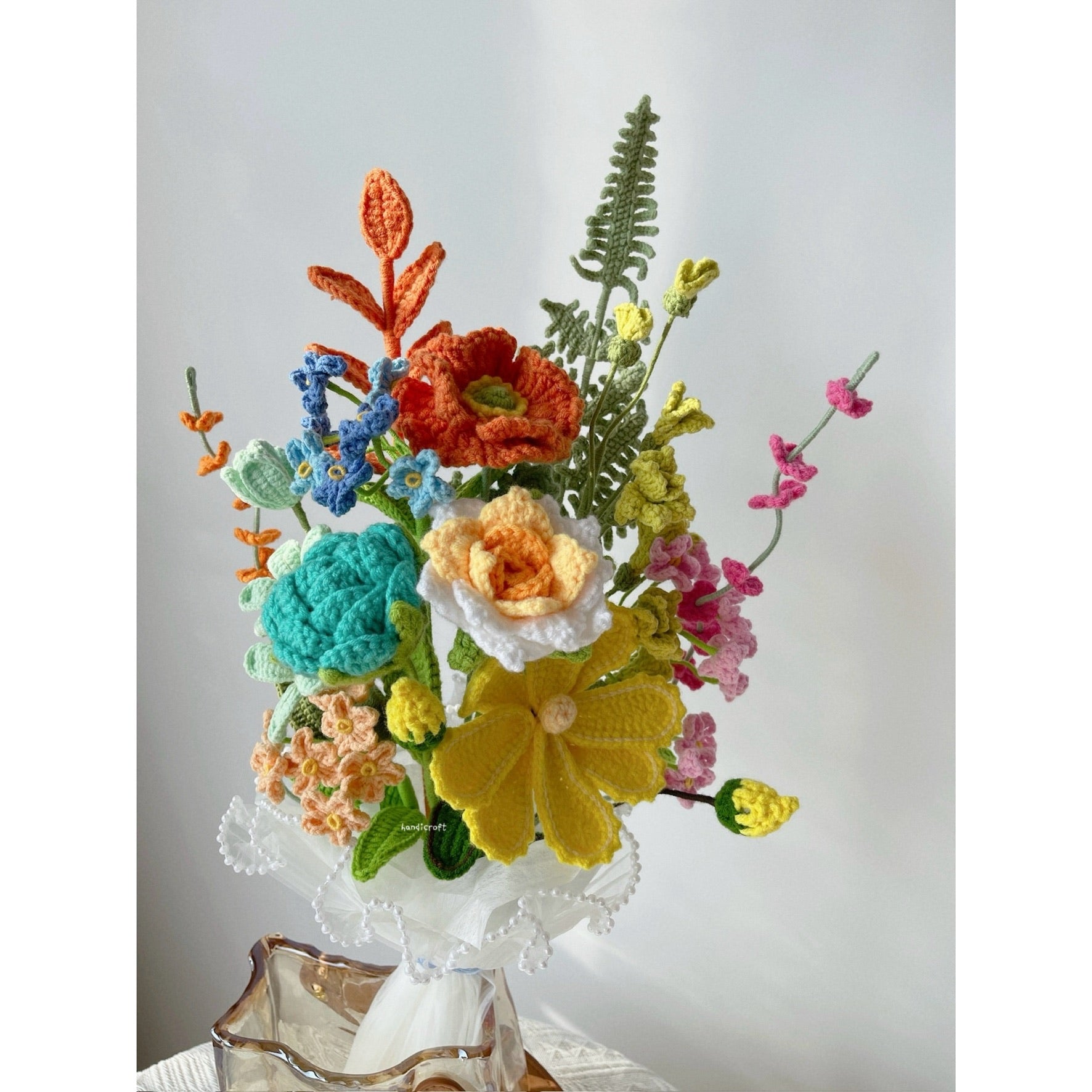 singapore handicroft crochet flower bouquet vase arrangement vase of sunshine