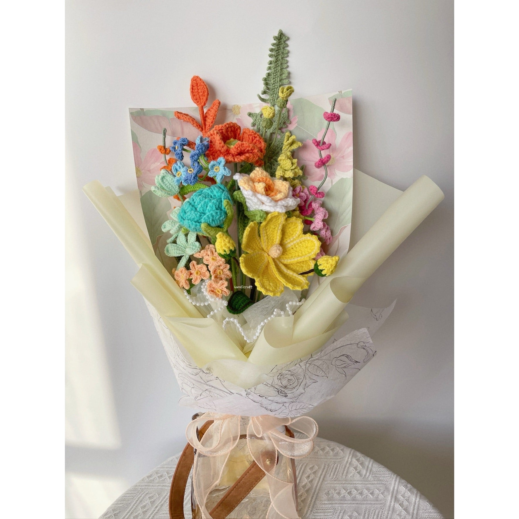 singapore handicroft crochet flower bouquet vase arrangement vase of sunshine