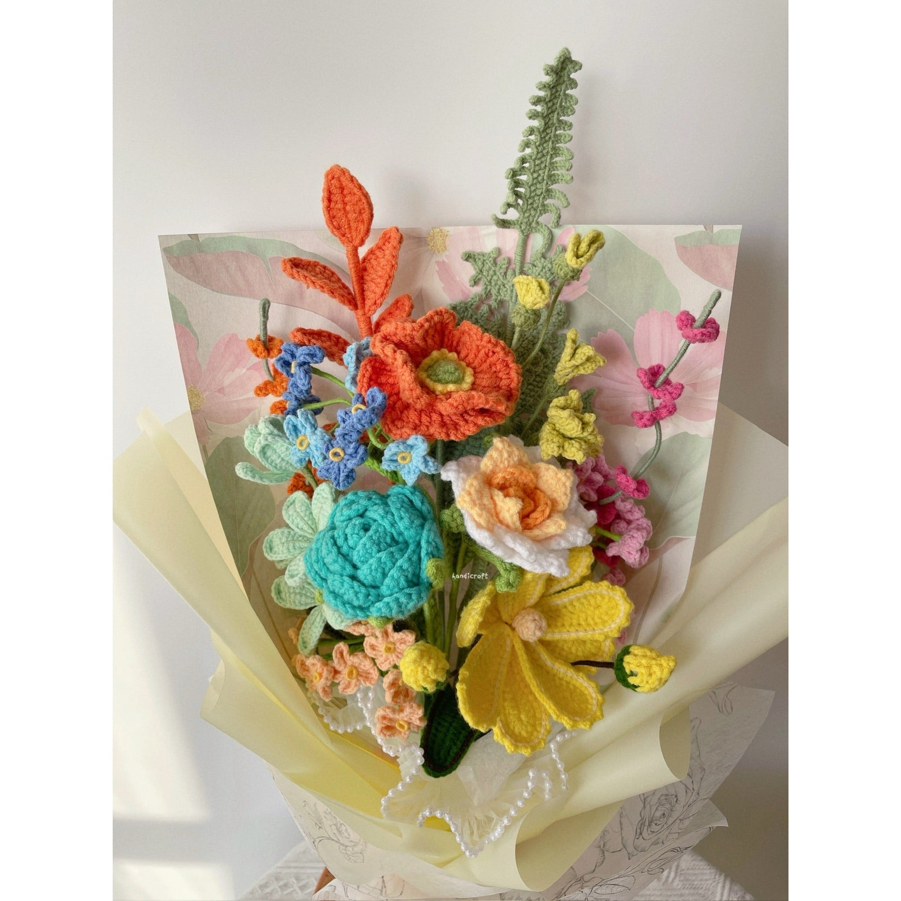 singapore handicroft crochet flower bouquet vase arrangement vase of sunshine