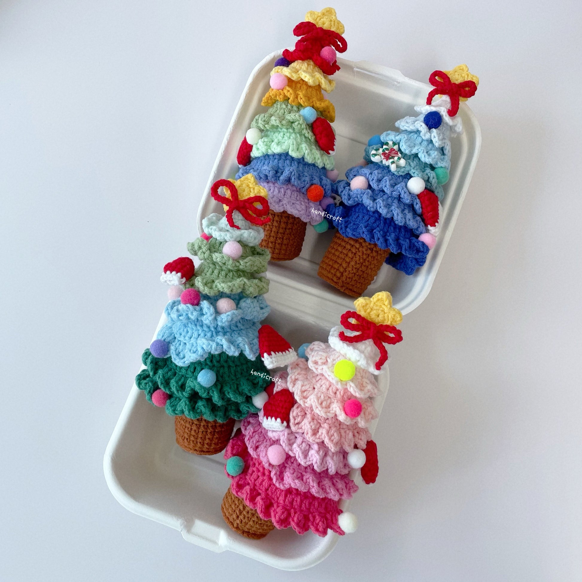 singapore handicroft handmade crochet christmas tree table decoration festive gift in 4 colours
