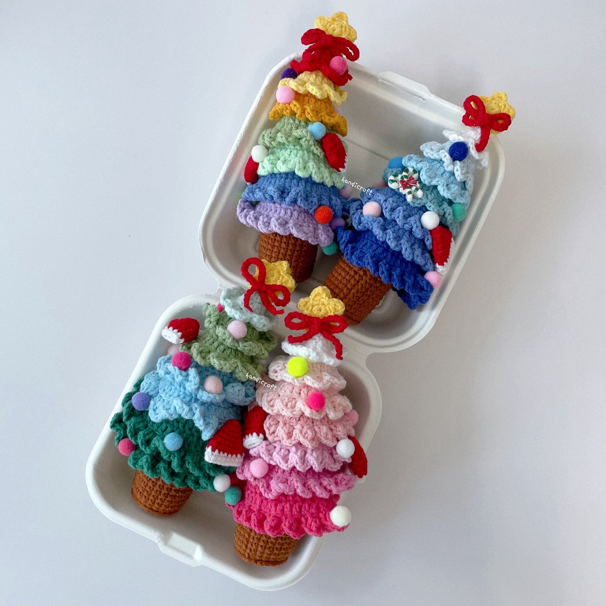 singapore handicroft handmade crochet christmas tree table decoration festive gift in 4 colours