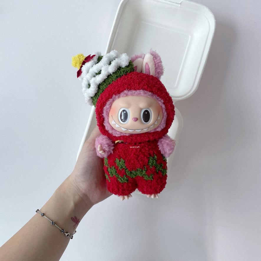 singapore handicroft handmade crochet labubu outfit for christmas red christmas tree