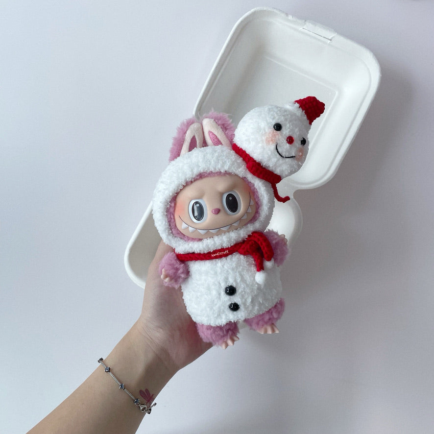 singapore handicroft handmade crochet labubu outfit for christmas white santa claus