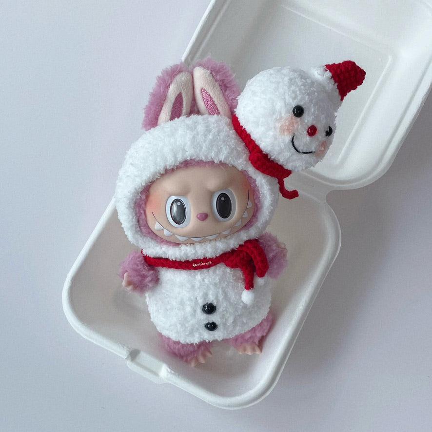 singapore handicroft handmade crochet labubu outfit for christmas white santa claus