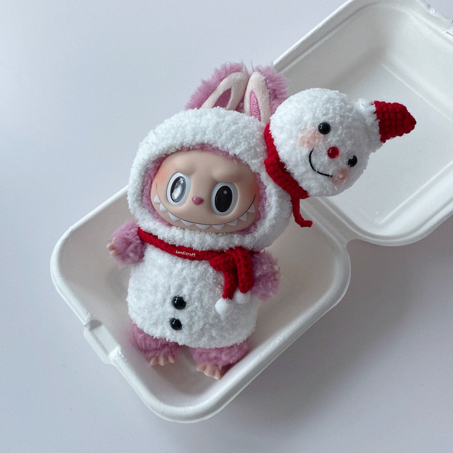 singapore handicroft handmade crochet labubu outfit for christmas white santa claus