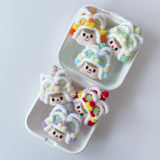singapore handicroft handmade crochet lion dance keychain in 6 colours