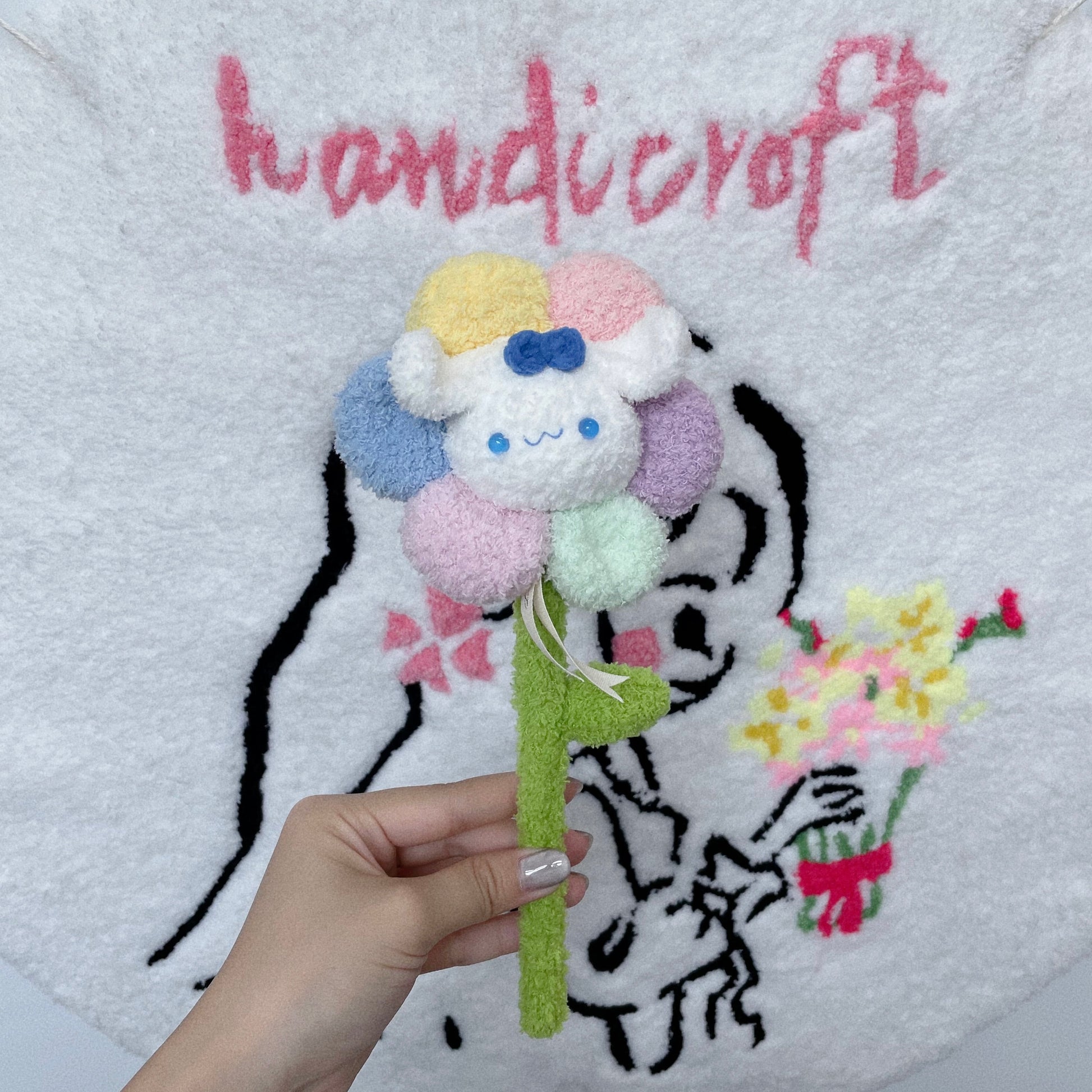singapore handicroft handmade sanrio character single stalk crochet flower cinnamoroll