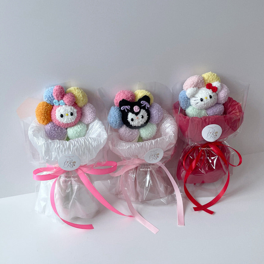 singapore handicroft handmade sanrio character single stalk crochet flower in 6 characters