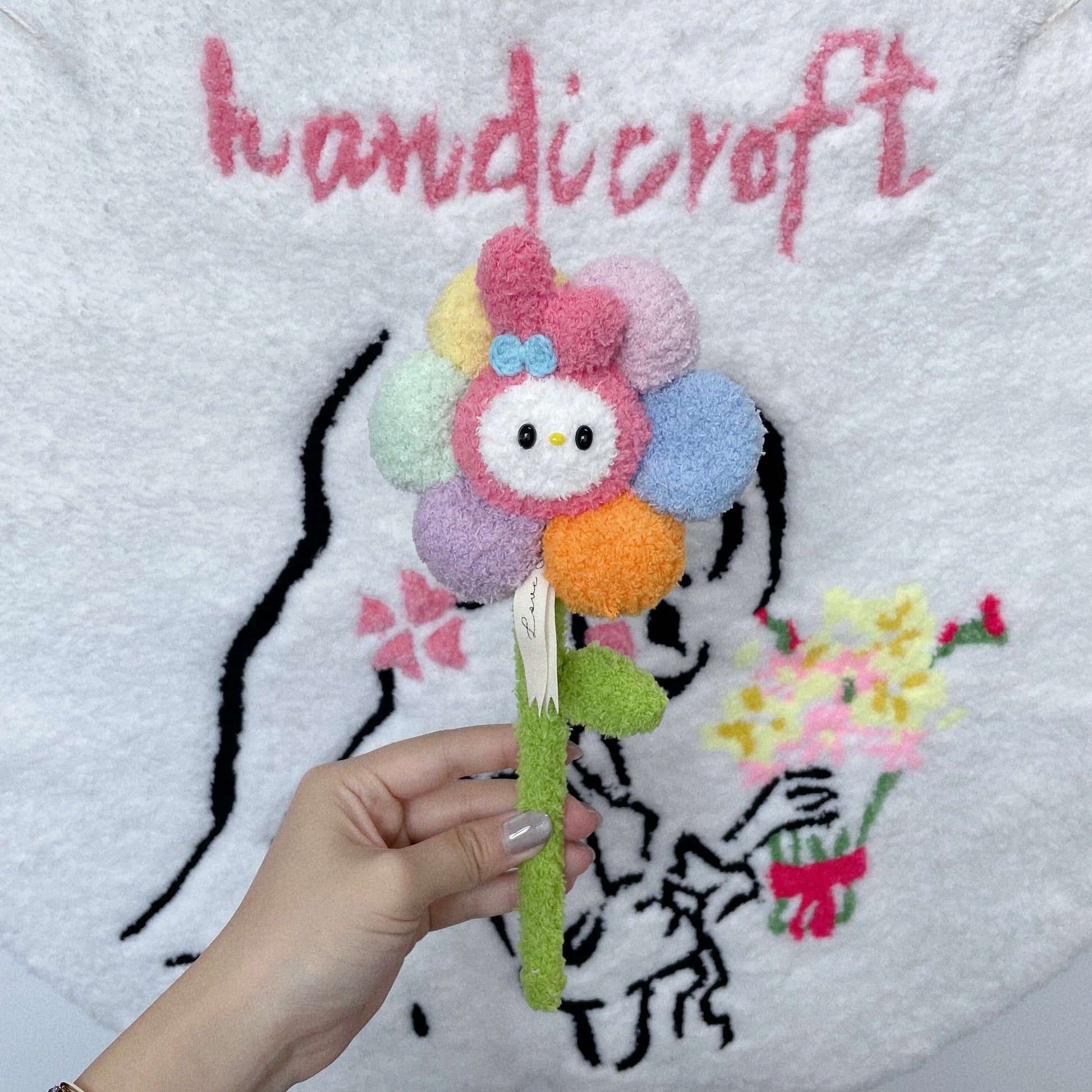 singapore handicroft handmade sanrio character single stalk crochet flower my melody