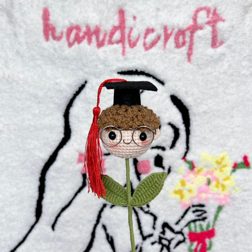 singapore handmade crochet boy graduate with silver specs