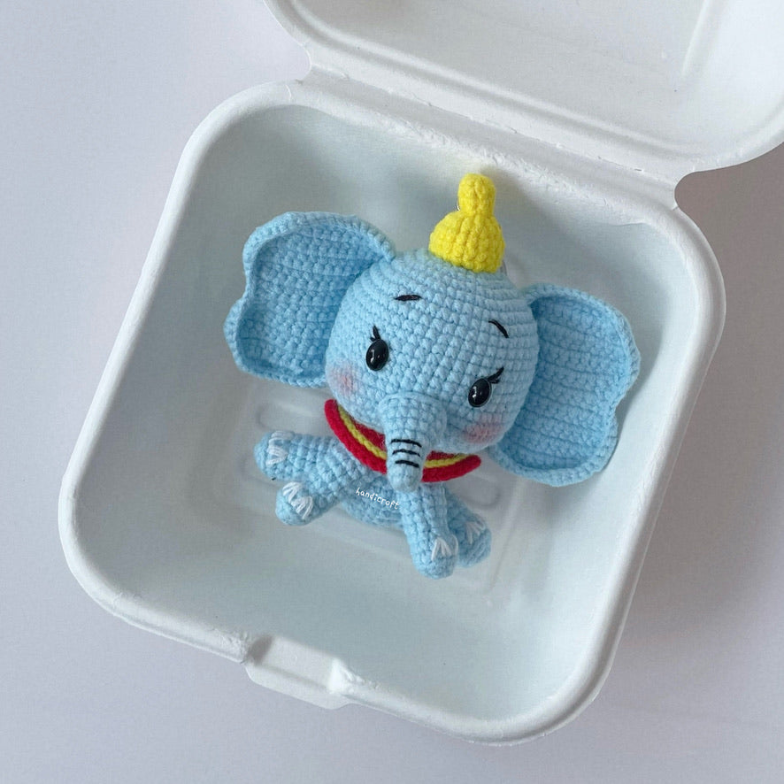 singapore handmade crochet dumbo character amigurumi keychains in 3 sizes
