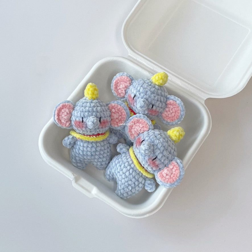 singapore handmade crochet dumbo character amigurumi keychains in 3 sizes
