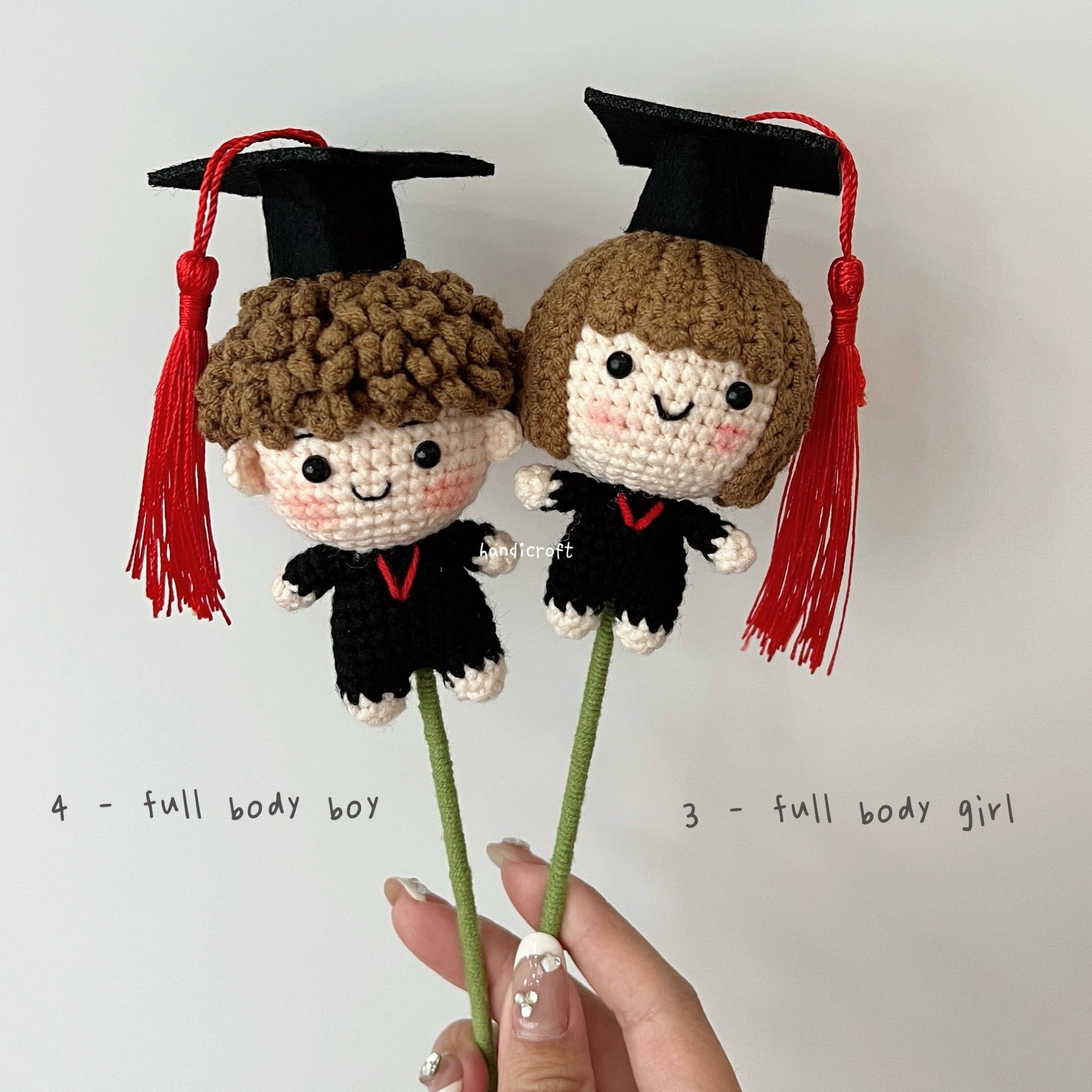 singapore handmade crochet graduate doll full body girl and boy graduates