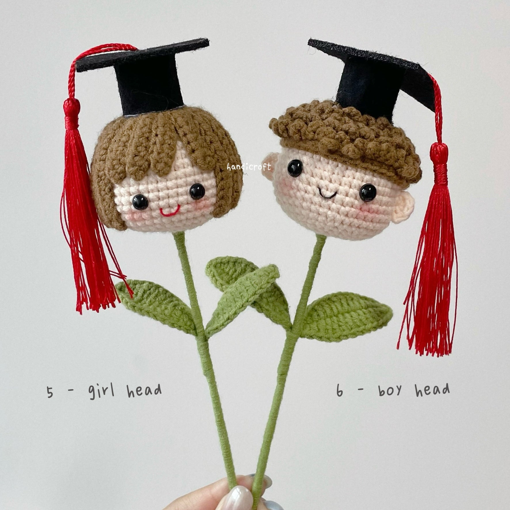 singapore handmade crochet graduate doll girl and boy graduate head