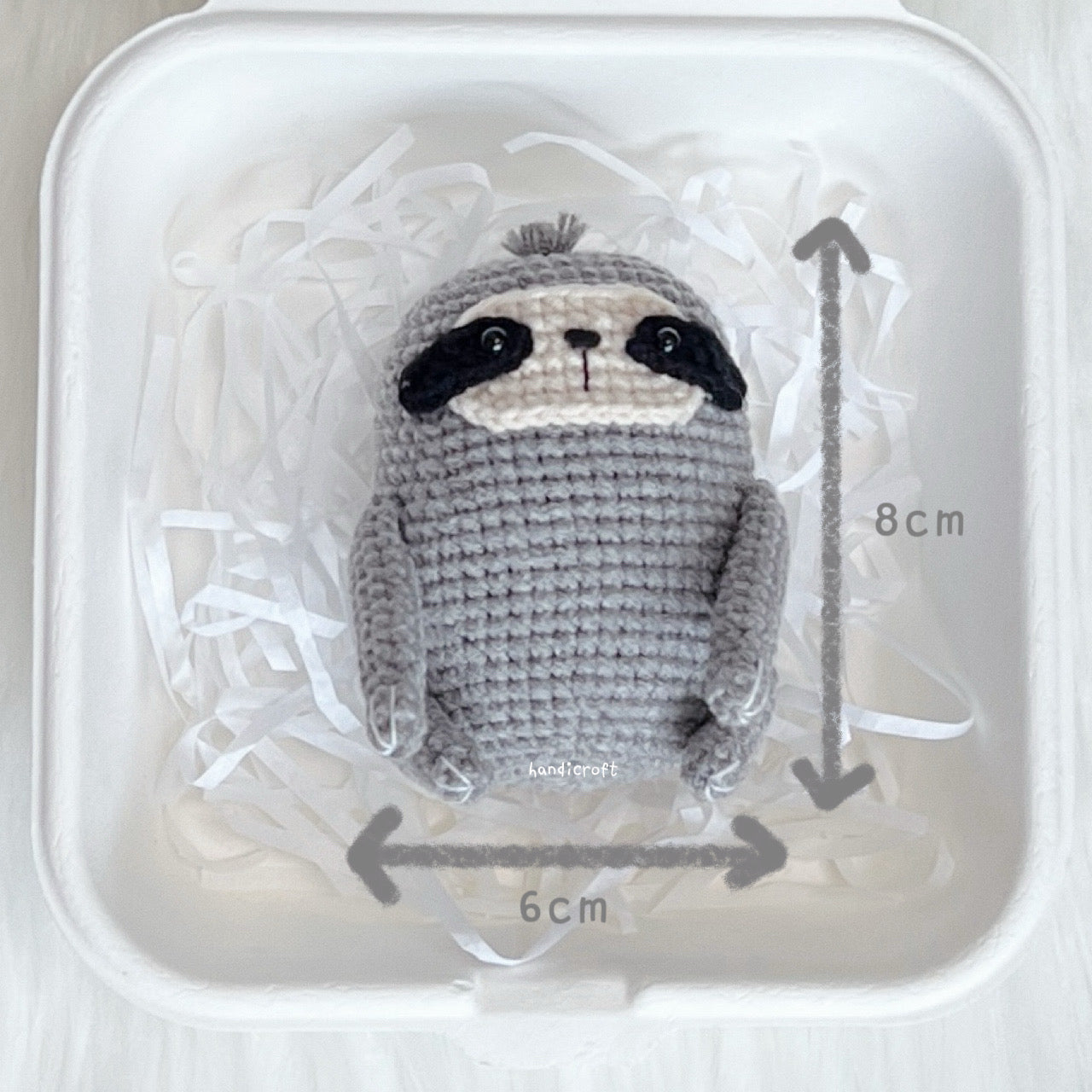 singapore handmade crochet sloth animal amigurumi keychain measurement