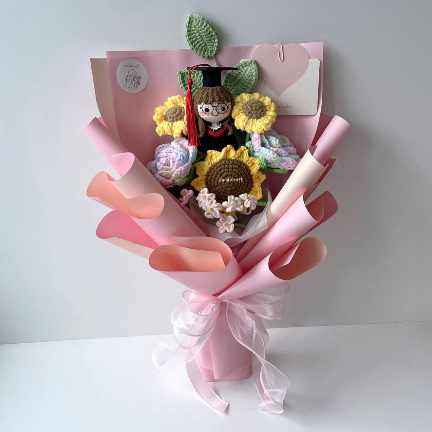singapore handmade crochet sweet sunshine graduation flower bouquet