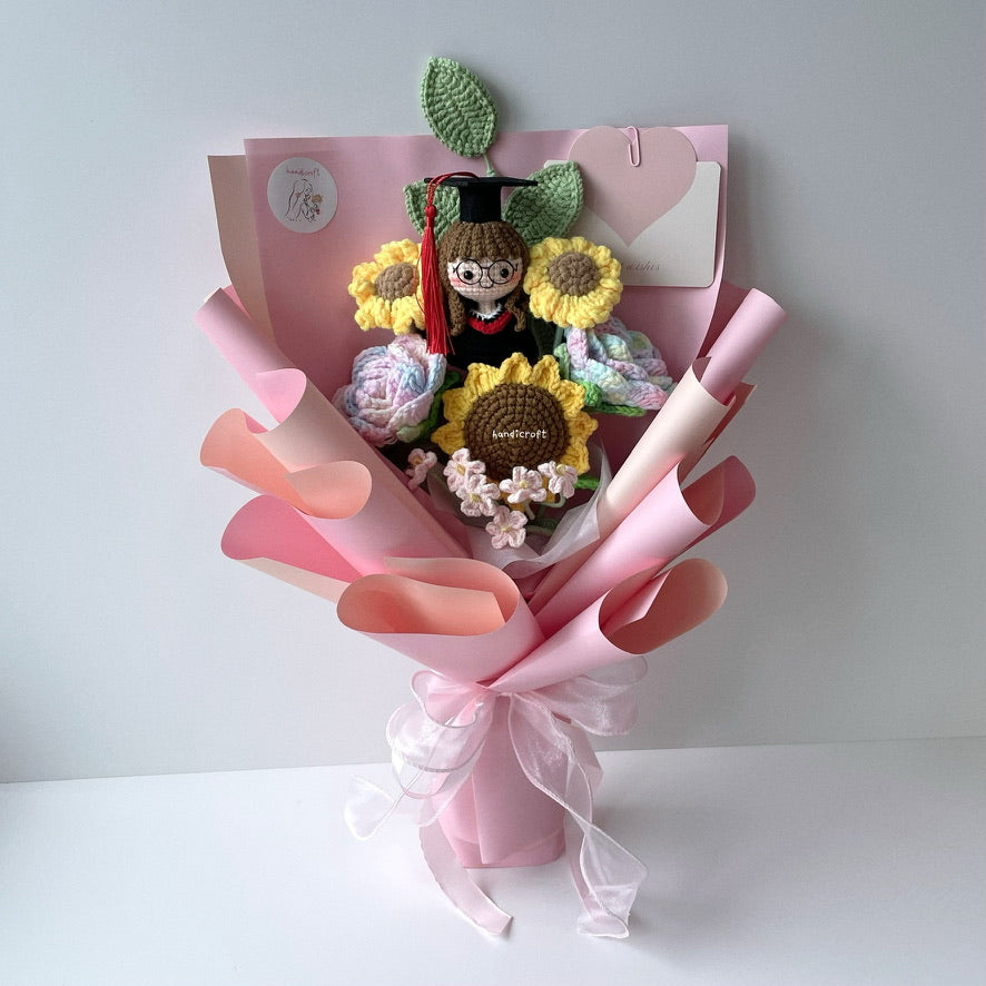singapore handmade crochet sweet sunshine graduation flower bouquet