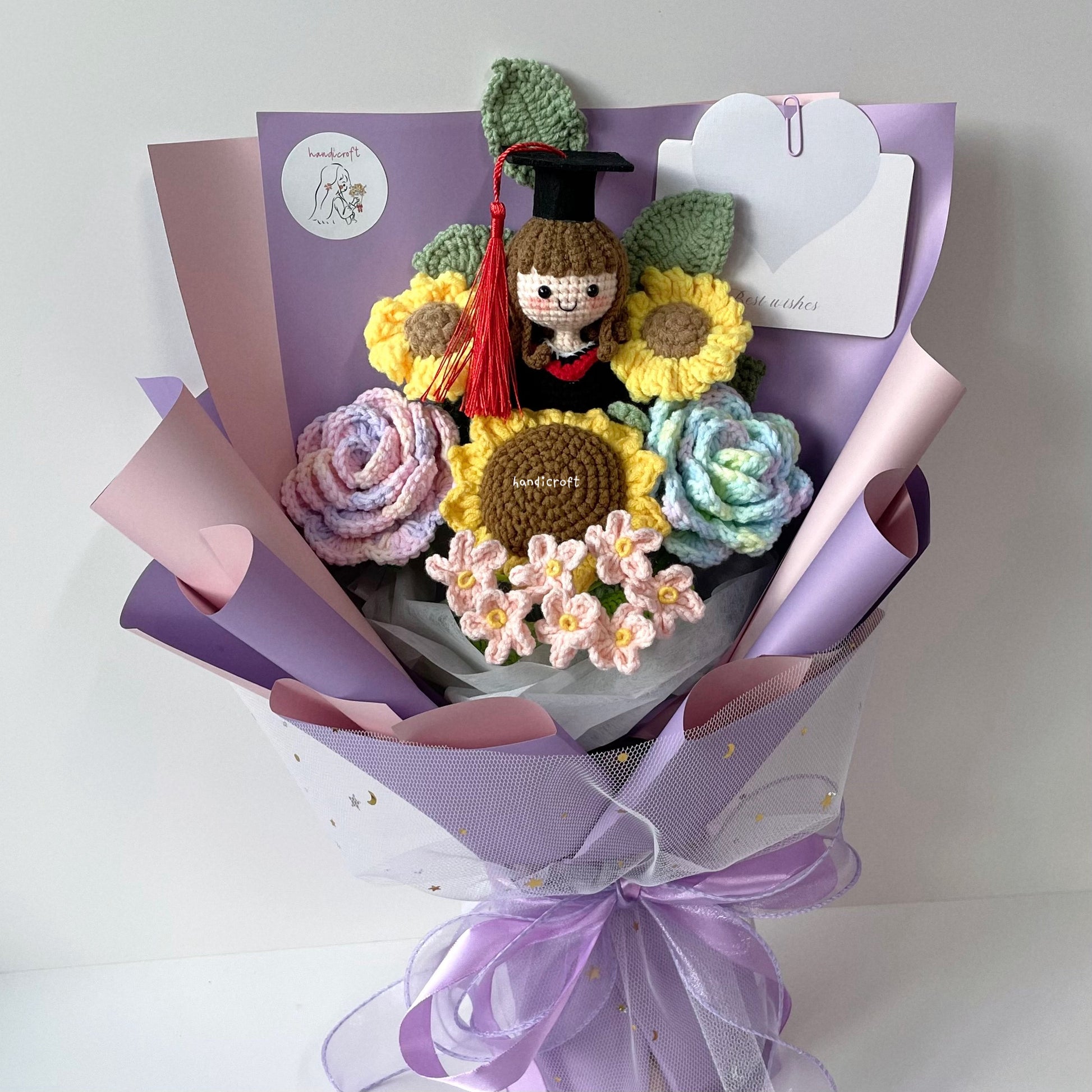 singapore handmade crochet sweet sunshine graduation flower bouquet