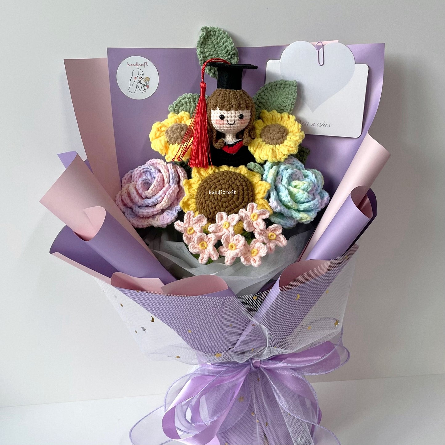 singapore handmade crochet sweet sunshine graduation flower bouquet