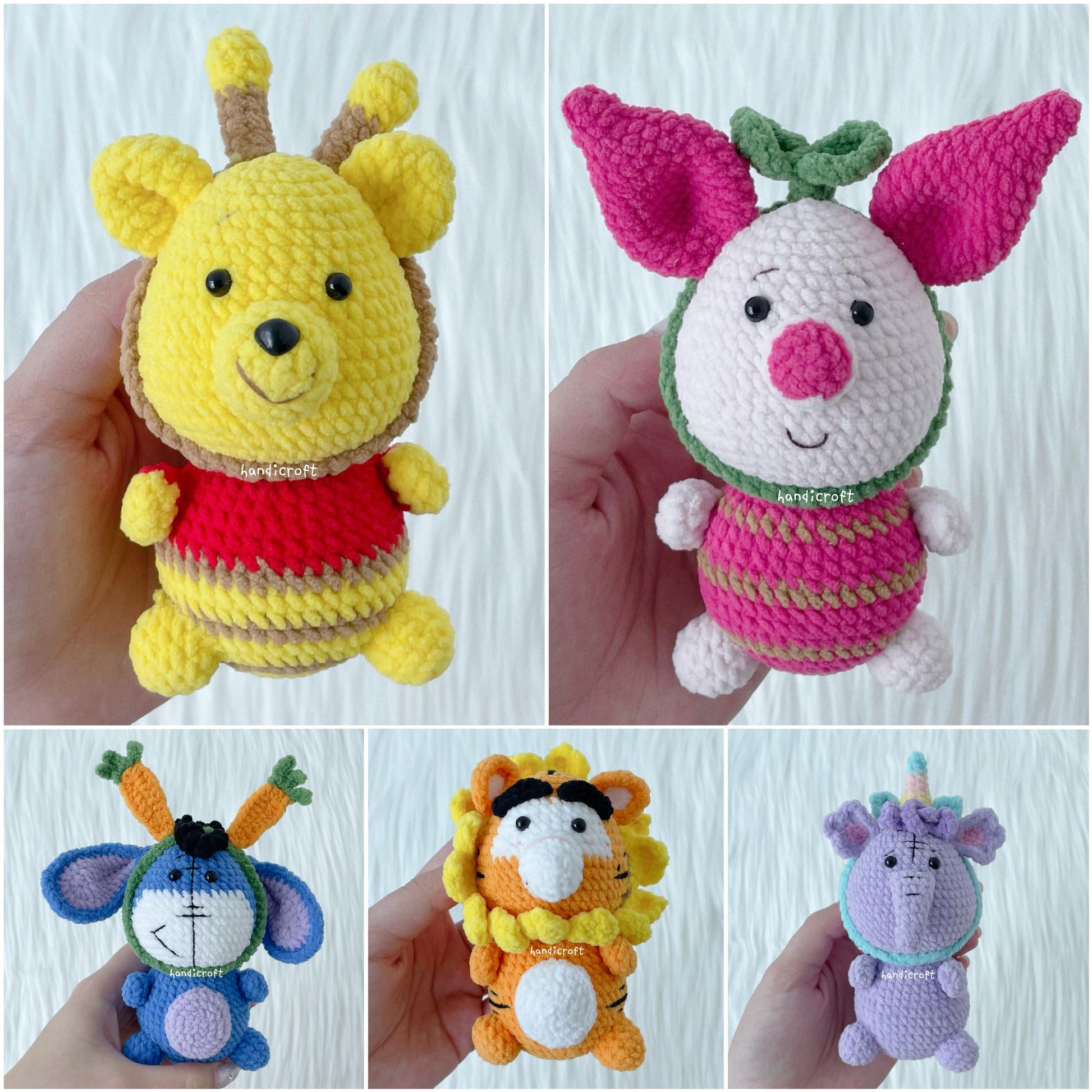 singapore handmade crochet winnie the pooh family cartoon character amigurumi