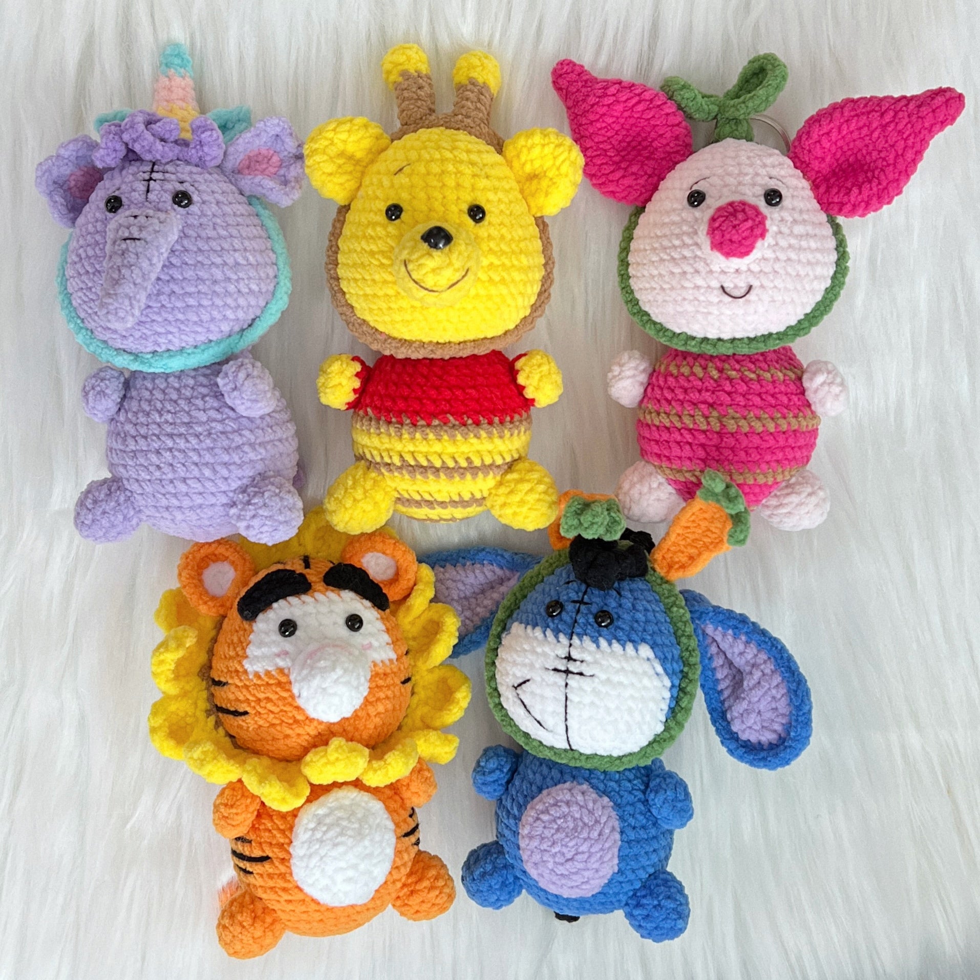 singapore handmade crochet winnie the pooh family cartoon character amigurumi