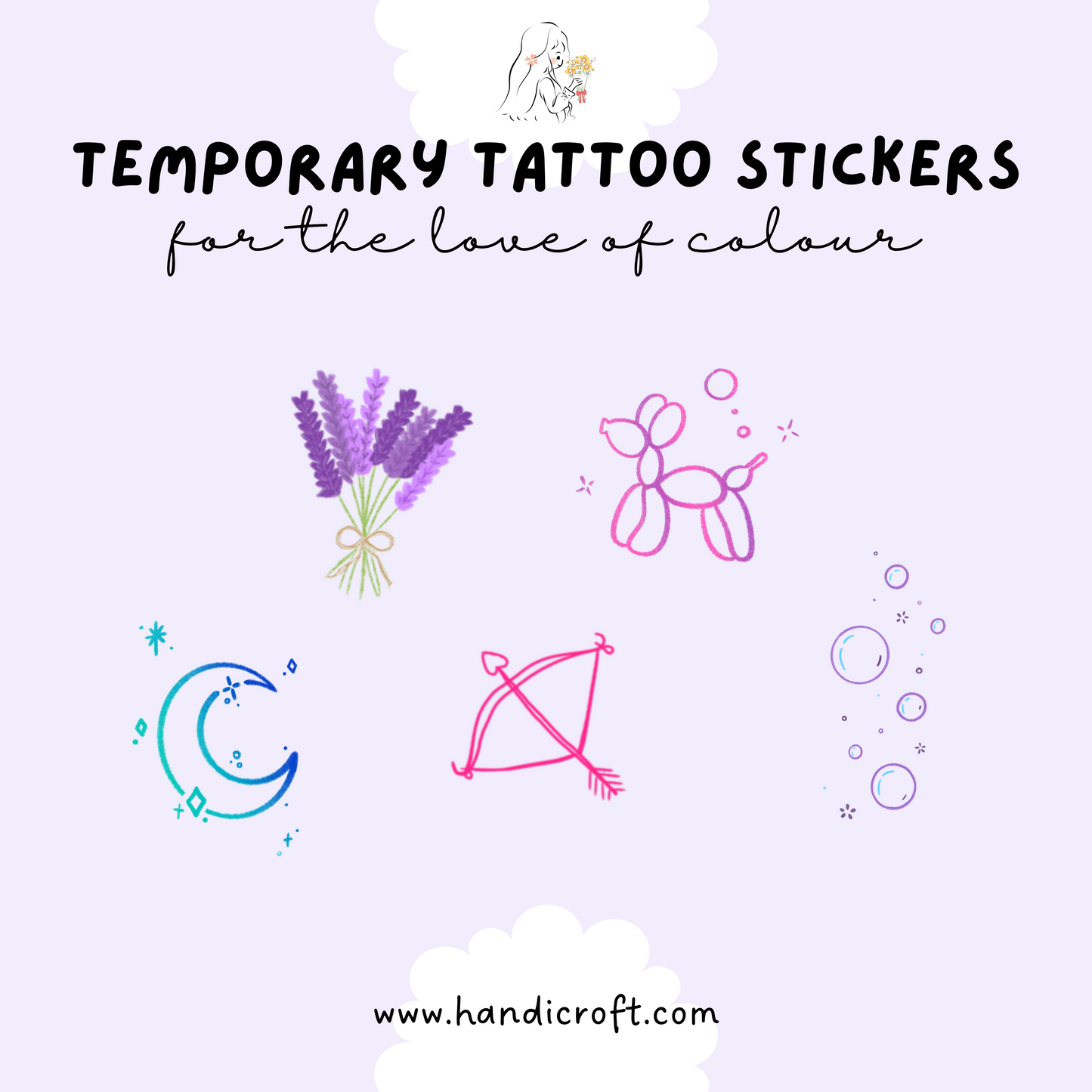 [bundle] for the love of colour - temporary tattoo sticker